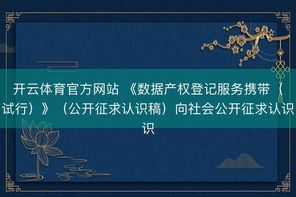 开云体育官方网站 《数据产权登记服务携带(试行)》(公开征求认识稿)向社会公开征求认识