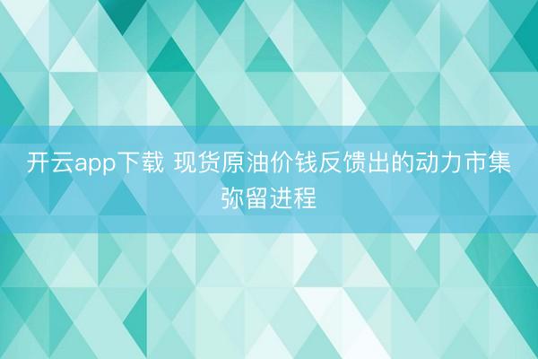 开云app下载 现货原油价钱反馈出的动力市集弥留进程