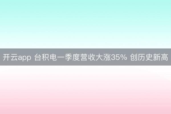 开云app 台积电一季度营收大涨35% 创历史新高