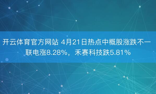 开云体育官方网站 4月21日热点中概股涨跌不一 联电涨8.28%，禾赛科技跌5.81%