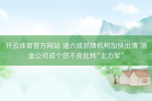 开云体育官方网站 逾六成抓牌机构加快出清 消金公司成个贷不良批转“主力军”
