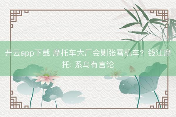 开云app下载 摩托车大厂会剿张雪机车？钱江摩托: 系乌有言论
